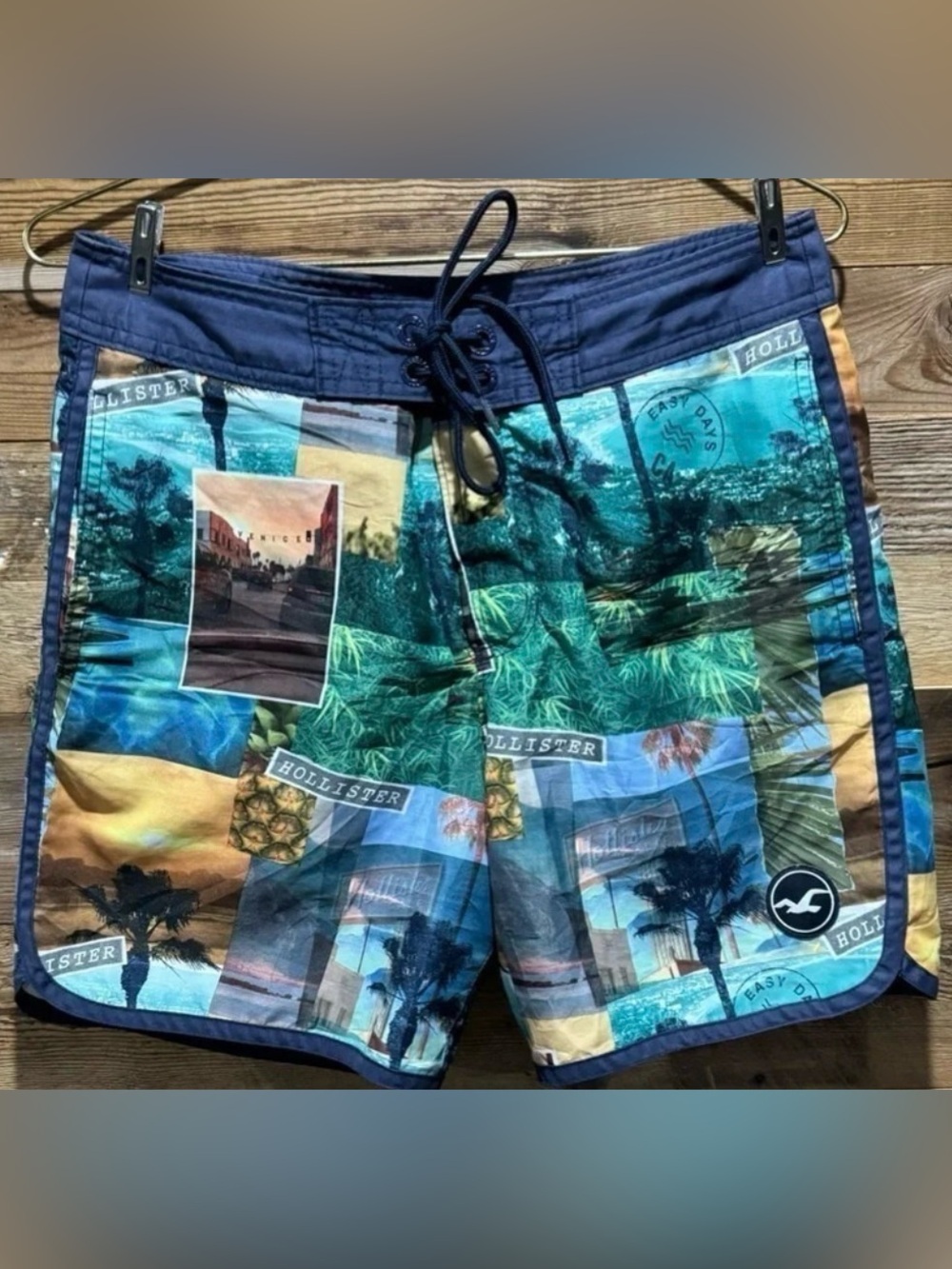 HOLLISTER Board Shorts venice beach california lined pool vacation patchwork 28
